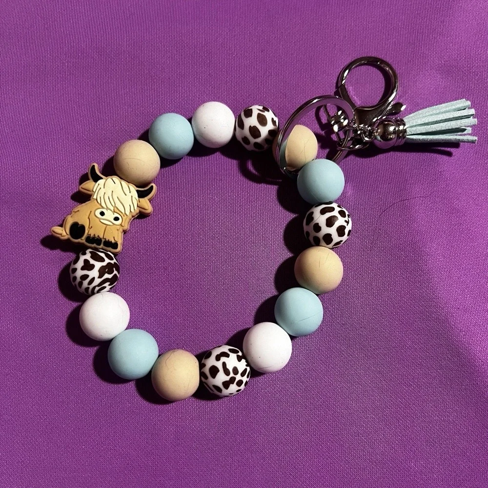 HIGHLAND COW SILICONE WRISTLET‎ FOR KEYCHAIN/PHONE/PURSE/WALLET/BACKPACK